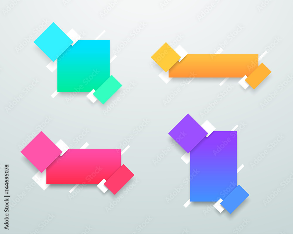 Poster vector set of 4 simple colourful text box banner templates c