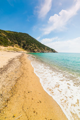 Golden sand in Solanas shore