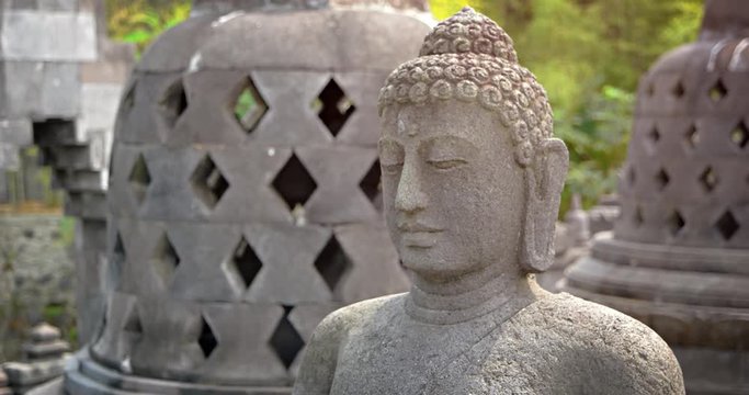 Ancient, Handcarved, Stone Buddha Image at a Temple in Indonesia
