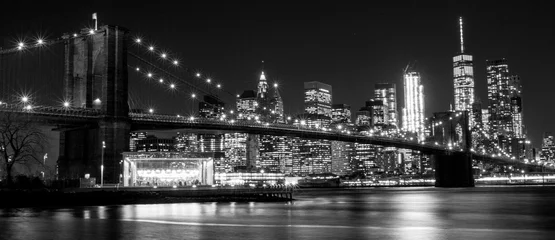 Crédence de cuisine en verre imprimé Brooklyn Bridge B&amp W Pont de Brooklyn, New York, États-Unis
