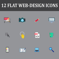 set of 12 web design vector icons