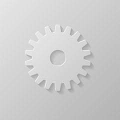 Gear icon on a grey background. Vector illustration.