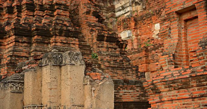 Ancient Temple Ruin in Ayutthaya, Thailand. 4k footage