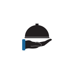 Cloche on hand vector icon