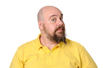 Portrait of a cute bearded man on a clean white background..