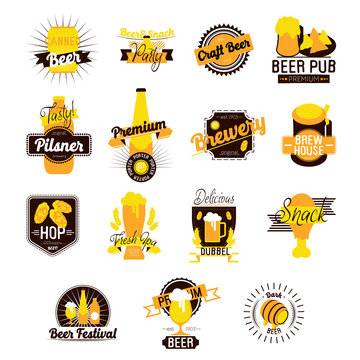 Craft Beer Hand Drawn Logos. Vector illustration