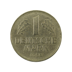 1 german mark coin (1956) obverse isolated on white background