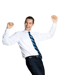 Happy businessman, on white