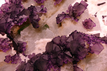 Pink amethyst crystals and other crystals - detail.