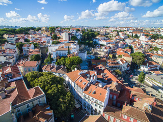 Aerial View old town of Lisbon city