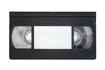 Outdated VHS tape on a white background