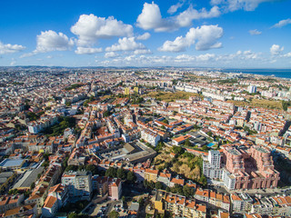 Aerial View old town of Lisbon city