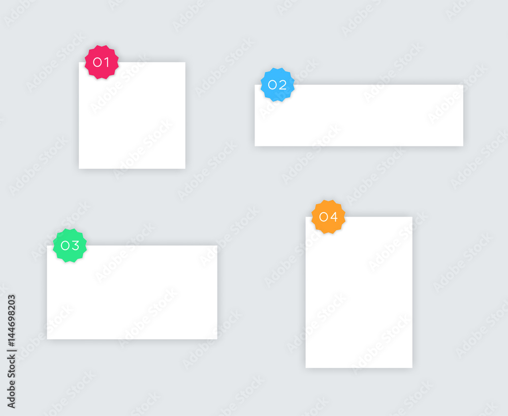 Aufkleber 1 to 4 simple white vector text boxes with badges