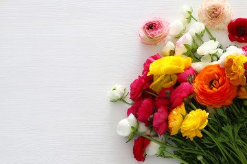 Top view of beautiful flowers arrangement