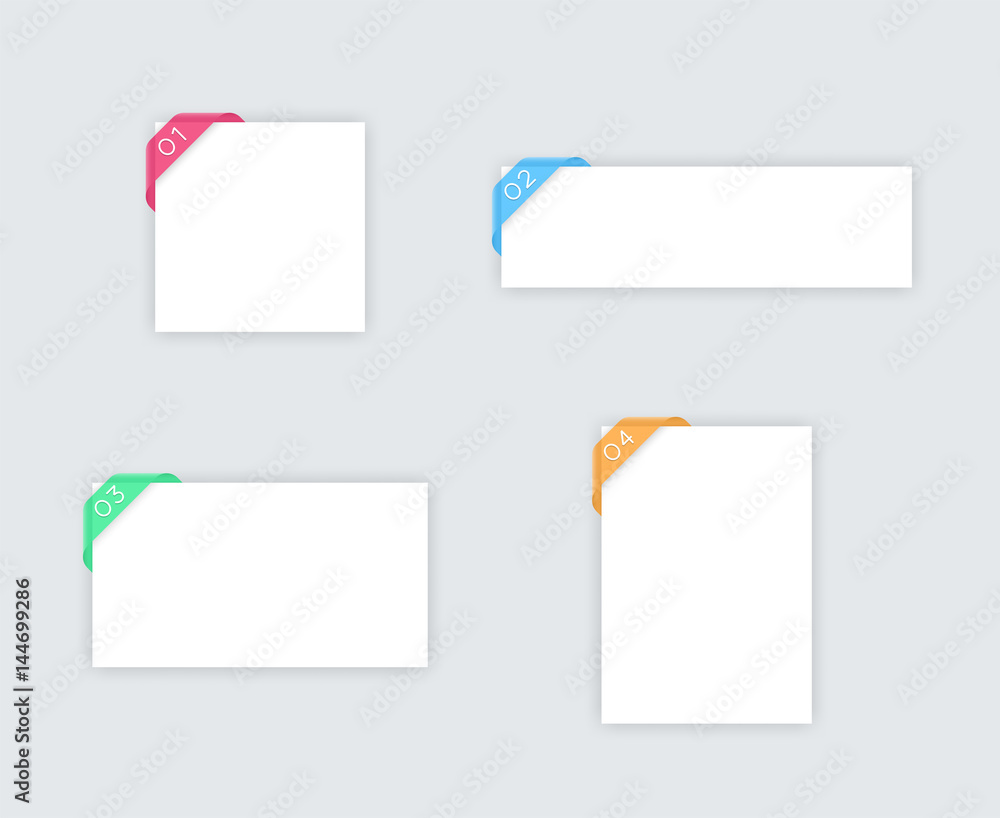 Aufkleber 1 to 4 simple white vector text boxes with ribbon b