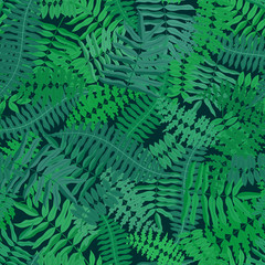 Green leaves Seamless pattern. Vector background for your design.