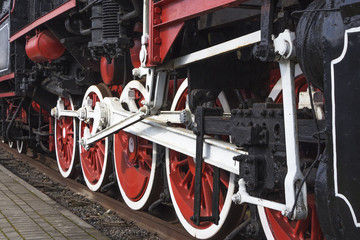Fragment of a retro locomotive.