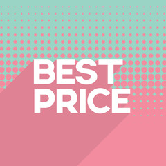 Fototapeta premium Best price sale banner vector template on retro halftone style background with long shadow typography.
