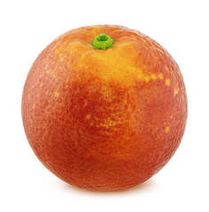 Bloody orange with leaf isolated on white background