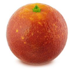 Bloody orange with leaf isolated on white background