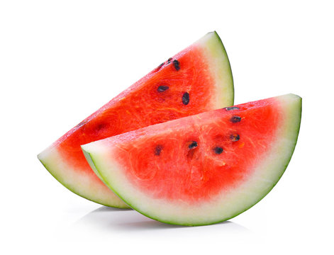 Slice of fresh watermelon isolated on white background