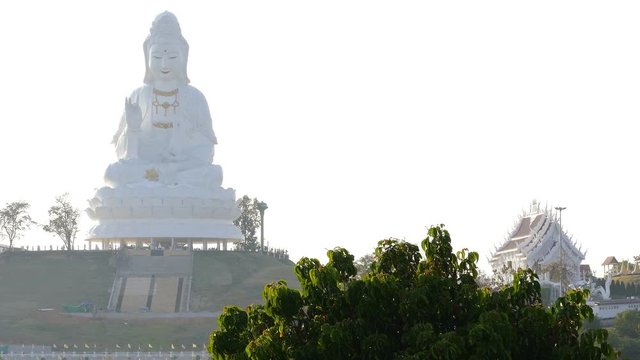 Morning view of Wat Huay Plakang 9 Tier temple with statue of Giant Sitting Buddha in Chiang Rai, Thailand.