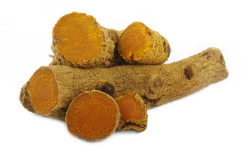 root of turmeric isolated