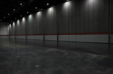 Gray big clean empty industrial hall as warehouse or office space