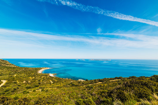 Blue sky over Sardinia coastline