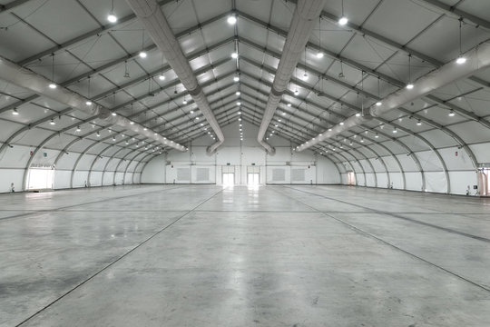 White big clean empty industrial hall as warehouse or office space