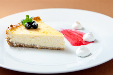 Piece of cheesecake on a plate