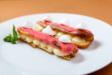 exquisite cream dessert eclairs