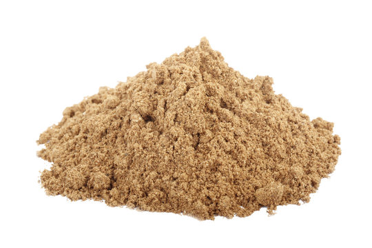 heap of ground nutmeg isolated