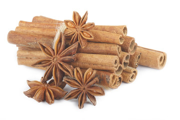 cinnamon and star anice isolated