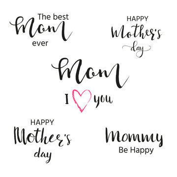 Happy Mother's Day - collection of  hand drawn calligraphy quote