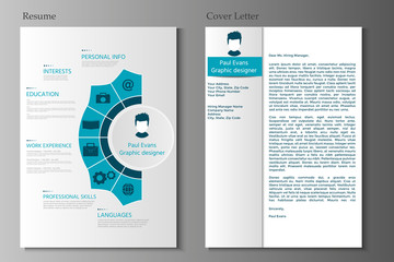 Resume and Cover letter collection.  Modern CV set with Infograp - 144707210