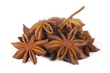 heap of star anise (badian) isolated