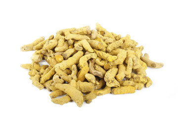 heap of dried turmeric isolated