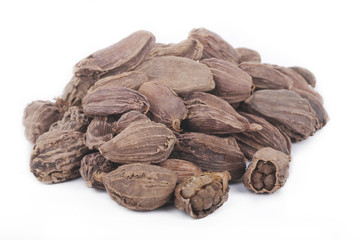 heap of black cardamom isolated