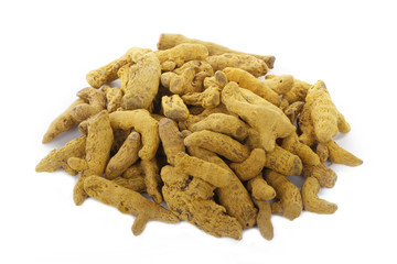 heap of dried turmeric isolated