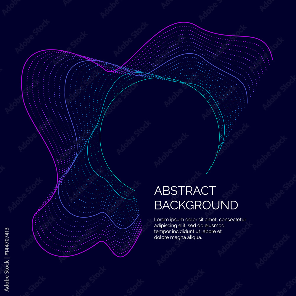 Poster vector abstract background with a dynamic waves and particles