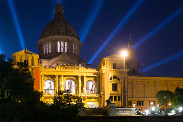 Fototapeta na wymiar Night view of the National Palace in Bercelona