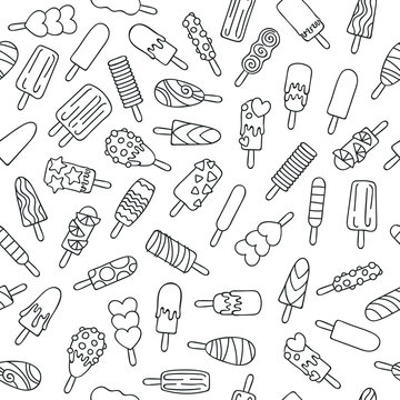 Popsicle Ice Cream Icons Pattern.