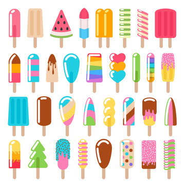 Popsicle ice cream icons set.