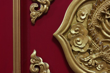 Chinese interior pattern with red and gold color