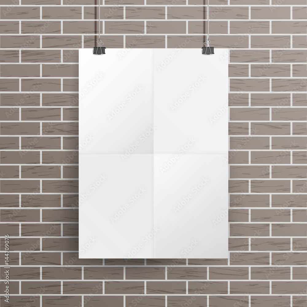 Canvas Prints White Blank Paper Wall Poster Mock up Template Vector. Realistic Illustration. Template Frame Design