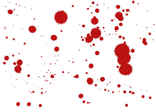 Blood drop, vector illustration. Red splats on white background.