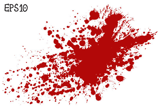 Blood splatter, vector illustration. Red splash on white background.