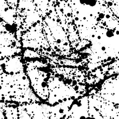 Vector seamless pattern with ink brush dripping and splatter.