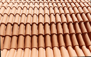 Сlose up of red roof tile